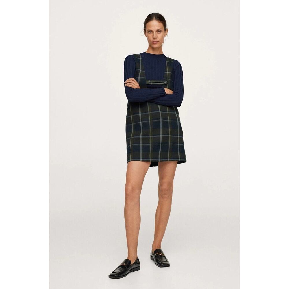 MNG Mango Plaid Sleeveless Mini Dress Scoop Neck Shift Womens 6
